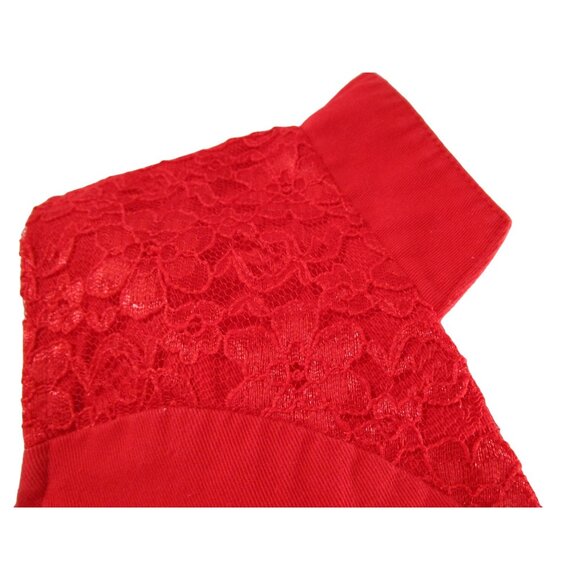 Vintage Banjo Red Heart Cut Out Buttons Crop Top Lace Accent USA Made Ladies M - Picture 11 of 16